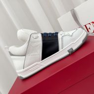 Valentino Open Skate Sneakers with VLogo Unisex Calfskin and Fabric White/Blue