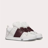 Valentino Open Skate Sneakers with VLogo Unisex Calfskin and Fabric White/Brown