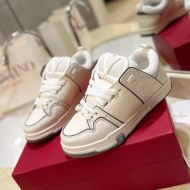 Valentino Open Skate Sneakers with VLogo Unisex Calfskin and Fabric White/Grey