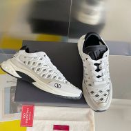 Valentino Ready Go Runner Sneakers with VLogo Unisex Fabric and Leather White