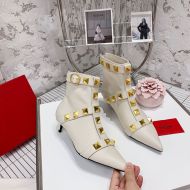 Valentino Rockstud Ankle Booties 65MM Women Calfskin White