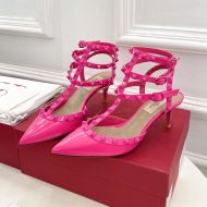 Valentino Rockstud Caged Pumps Women Patent Leather Pink