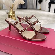 Valentino Rockstud Flip-Flop Heeled Slides Women Calfskin Burgundy