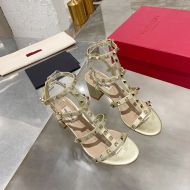 Valentino Rockstud Sandals with Ankle Strap Women Calfskin Gold