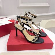 Valentino Rockstud Sandals with Asymmetric-Strap Women Calfskin Black