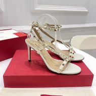 Valentino Rockstud Sandals with Asymmetric-Strap Women Calfskin White