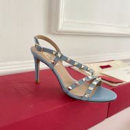 Valentino Rockstud Sandals with Asymmetric-Straps Women Calfskin Sky Blue