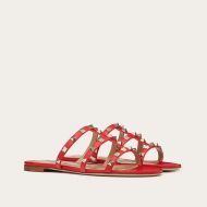 Valentino Rockstud Slides Women Calfskin Red