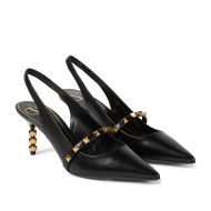 Valentino Rockstud Slingback Pumps with Sculpted Heel Women Caflskin Black