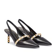 Valentino Rockstud Slingback Pumps with Sculpted Heel Women Caflskin Black/White