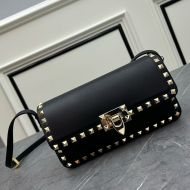 Valentino Rockstud23 East-West Shoulder Bag In Smooth Calfskin Black