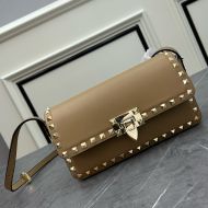 Valentino Rockstud23 East-West Shoulder Bag In Smooth Calfskin Khaki