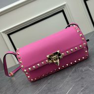 Valentino Rockstud23 East-West Shoulder Bag In Smooth Calfskin Pink