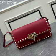 Valentino Rockstud23 East-West Shoulder Bag In Smooth Calfskin Red