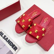 Valentino Roman Stud Slides Women Nappa Leather Red