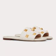 Valentino Roman Stud Slides Women Nappa Leather White