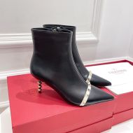 Valentino Roman Stud Ankle Booties with Sculpted Heel Women Calfskin Black/White