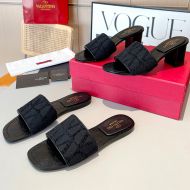 Valentino Slides Women Toile Iconographe Fabric Black