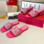 Valentino Slides Women Toile Iconographe Fabric Pink