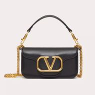 Valentino Small Loco Shoulder Bag In Calfskin Black