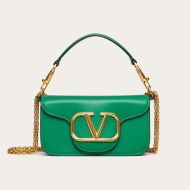 Valentino Small Loco Shoulder Bag In Calfskin Green