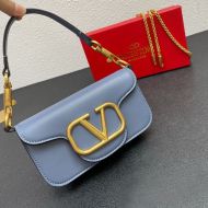 Valentino Small Loco Shoulder Bag In Calfskin Sky Blue