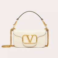 Valentino Small Loco Shoulder Bag In Calfskin White