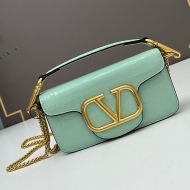 Valentino Small Loco Shoulder Bag In Crocodile Embossed Leather Teal