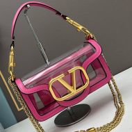 Valentino Small Loco Shoulder Bag In PVC And Calfskin Rose