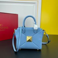 Valentino Small One Stud Handbag In Nappa Leather Blue