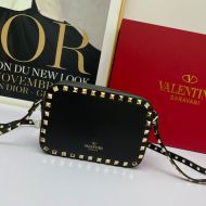 Valentino Small Rockstud Crossbody Bag In Calfskin Black/Gold