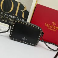 Valentino Small Rockstud Crossbody Bag In Calfskin Black/Silver