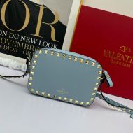 Valentino Small Rockstud Crossbody Bag In Calfskin Sky Blue