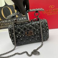 Valentino Small Rockstud Spike Chain Bag In Lambskin Black