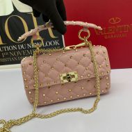 Valentino Small Rockstud Spike Chain Bag In Lambskin Pink