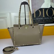 Valentino Small Rockstud Tote In Grainy Calfskin Khaki