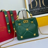 Valentino Small Roman Stud Handbag In Nappa Leather Green