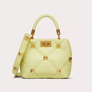 Valentino Small Roman Stud Handbag In Nappa Leather Yellow