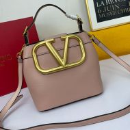 Valentino Small Supervee Handbag In Calfskin Cherry