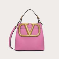 Valentino Small Supervee Handbag In Calfskin Pink