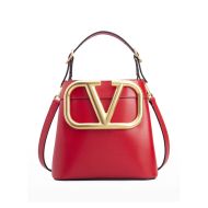 Valentino Small Supervee Handbag In Calfskin Red