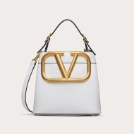 Valentino Small Supervee Handbag In Calfskin White