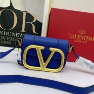 Valentino Small Supervee Shoulder Bag In Calfskin Blue