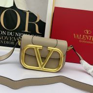 Valentino Small Supervee Shoulder Bag In Calfskin Khaki