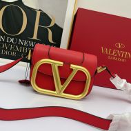 Valentino Small Supervee Shoulder Bag In Calfskin Red