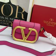 Valentino Small Supervee Shoulder Bag In Calfskin Rose