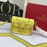 Valentino Small Supervee Shoulder Bag In Calfskin Yellow