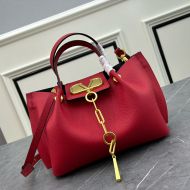 Valentino Small VLogo Escape Tote In Grained Calfskin Red