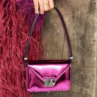 Valentino Small VLogo Flap Shoulder Bag In Calfskin Purple