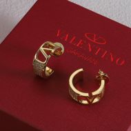 Valentino Small VLogo Signature Earrings In Metal With Swarovski Crystals Gold